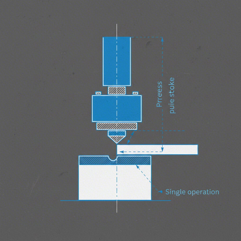diagram illustrating the one operation per stroke principle of a single stage die
