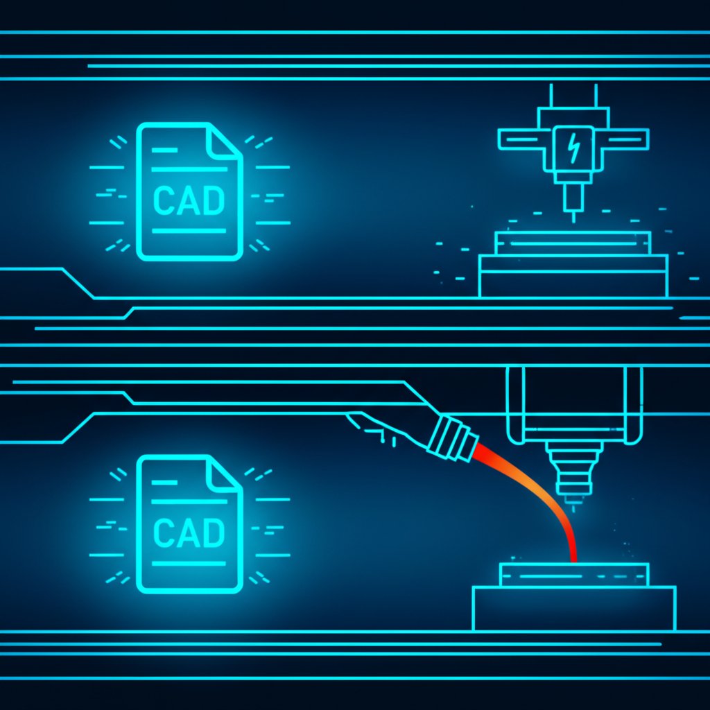 diagram illustrating the subtractive cnc process versus the formative die casting process