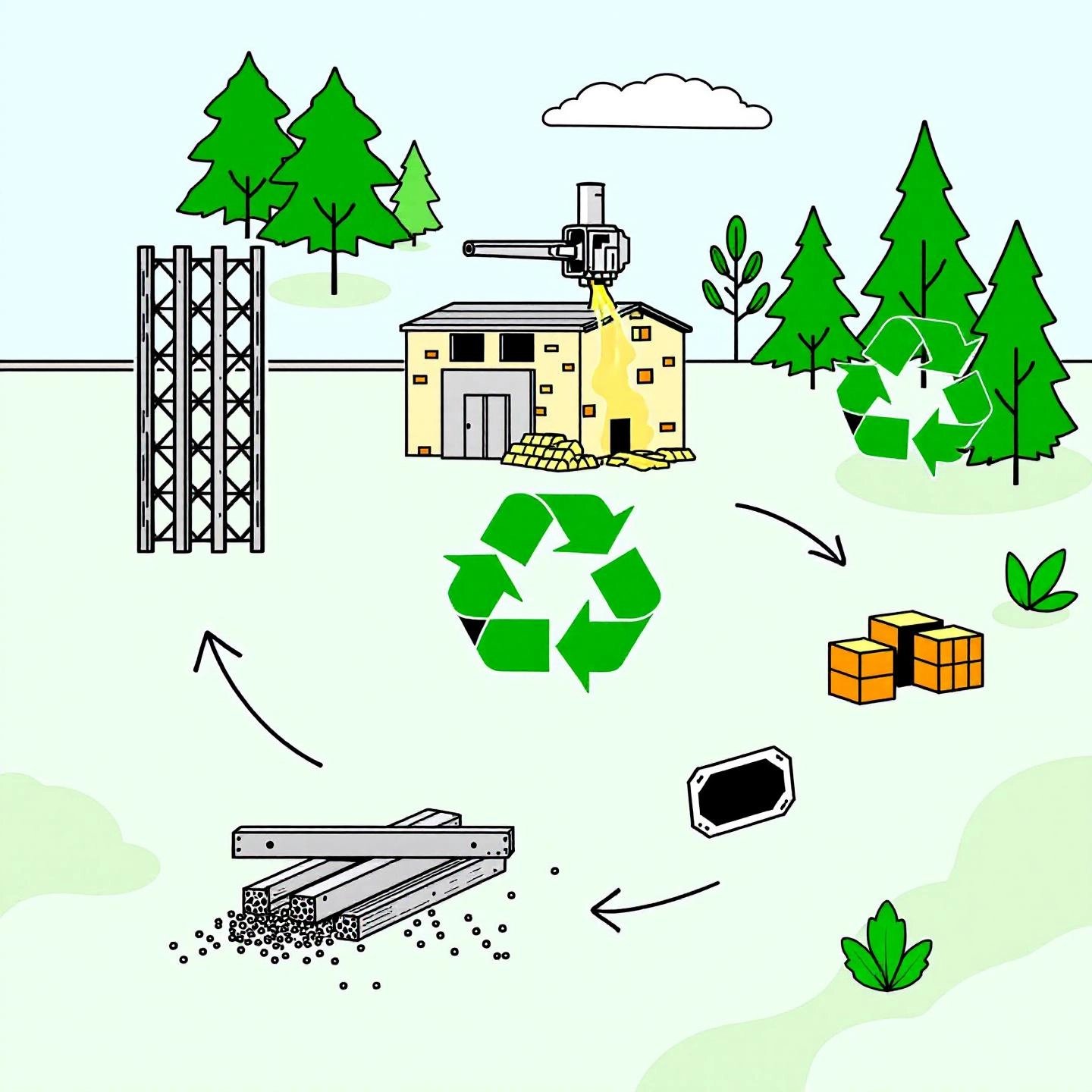 recycling steel and aluminum beams reduces environmental impact in automotive manufacturing