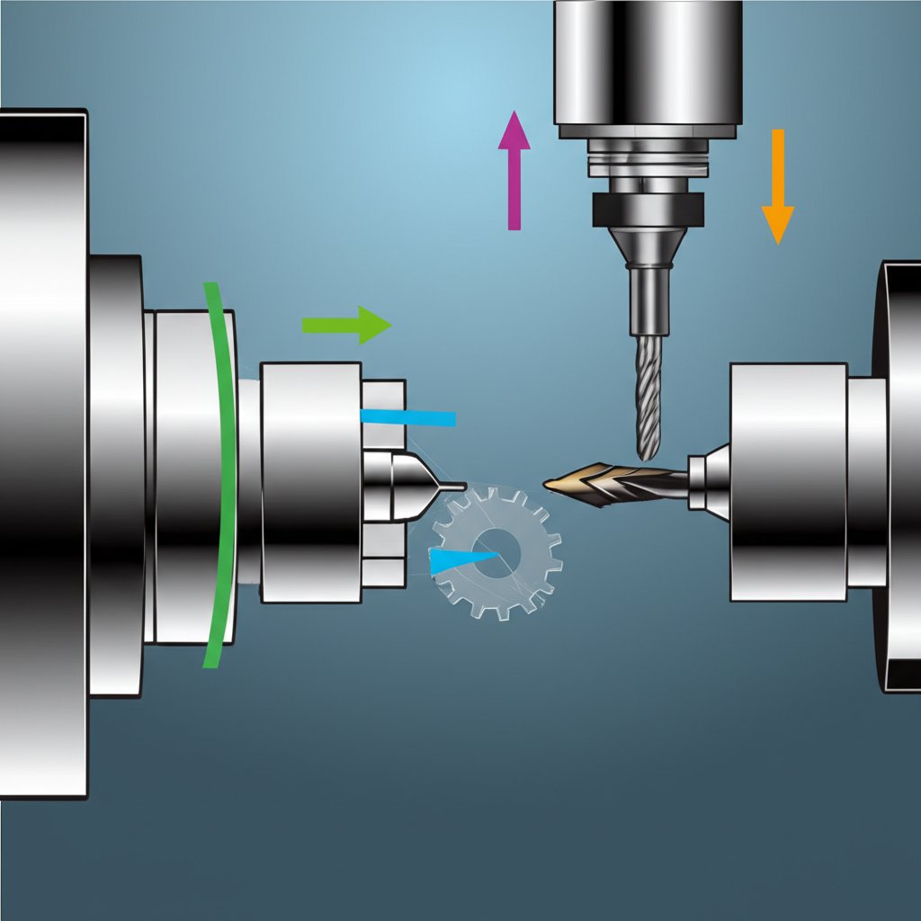 diagram showing the fundamental mechanical difference between cnc turning and cnc milling machines