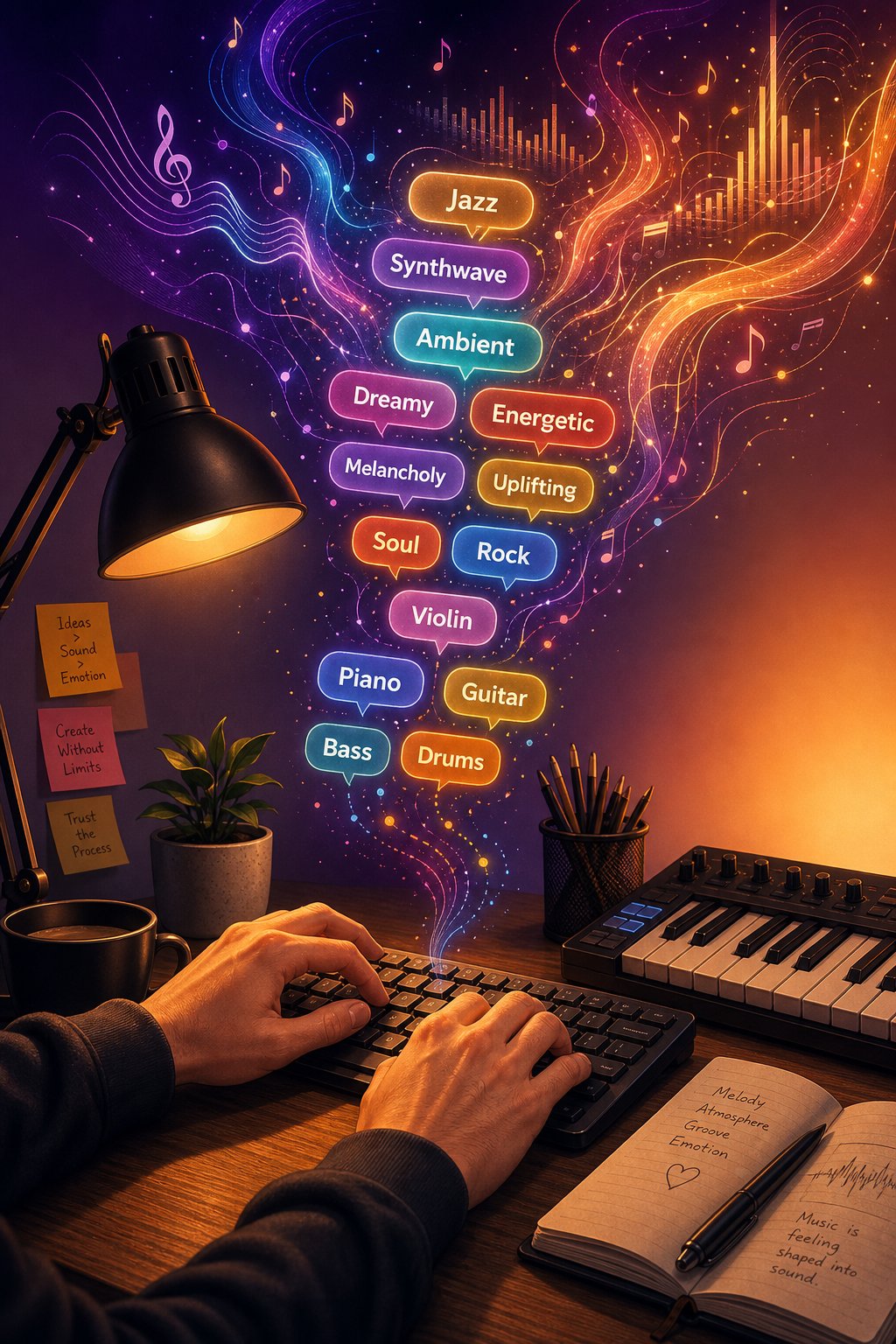 specific prompts combining genre mood instrumentation and tempo produce dramatically better ai music output