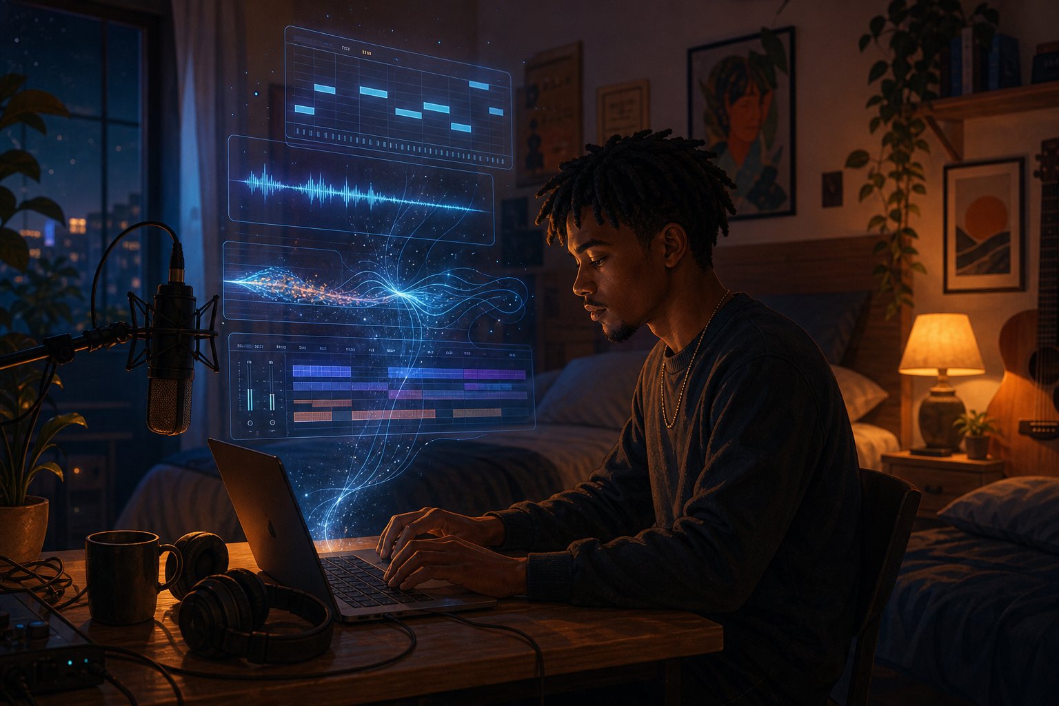 independent artists use ai tools to achieve professional production quality from minimal home studio setups