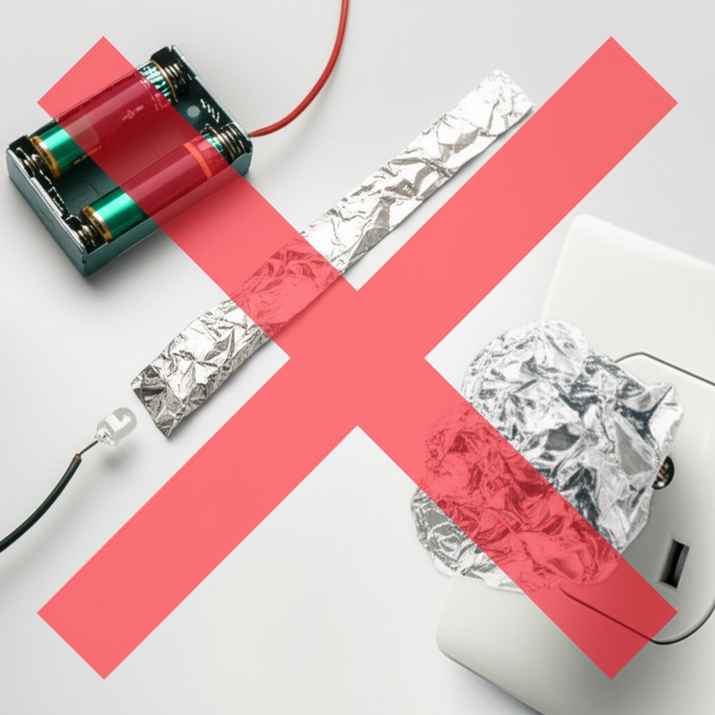 safe and unsafe ways to use aluminum foil in electrical projects