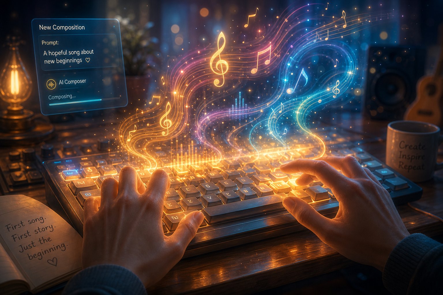 getting started with ai music takes minutes %E2%80%94 type a prompt generate variations and refine until it sounds right