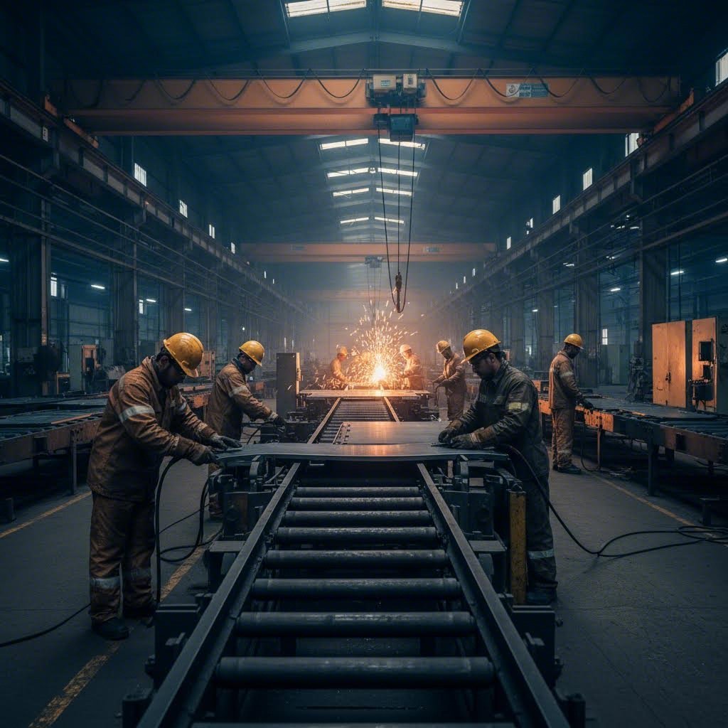 systematic production workflows transform flat metal stock into finished assemblies through coordinated operations