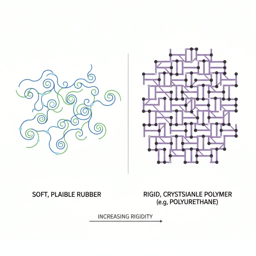 diagram comparing the material properties of rubber and polyurethane