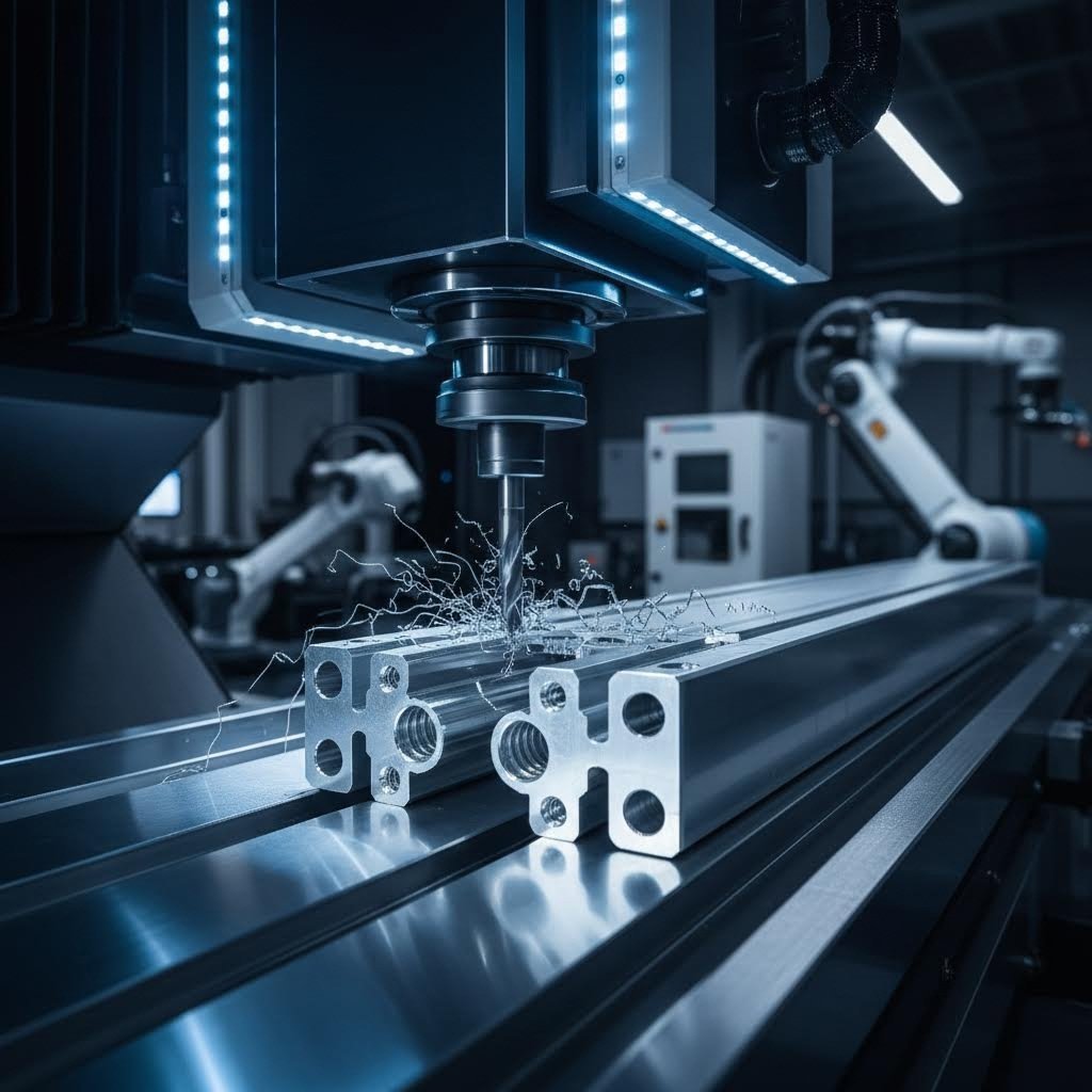 cnc machining adds precision features to aluminum extrusion profiles