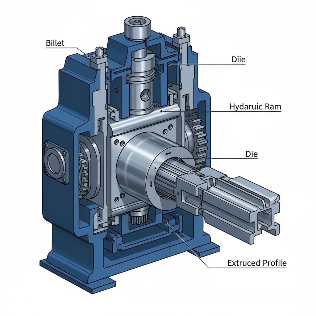 the aluminum extrusion process forces heated billets through precision dies