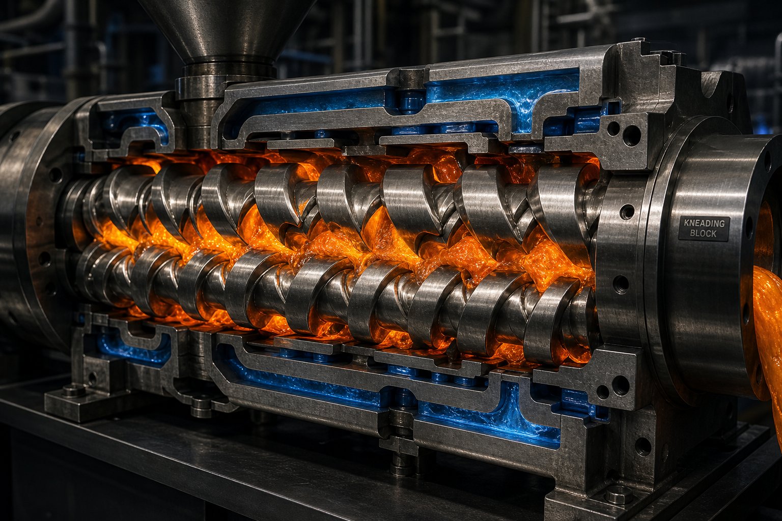thermoset powder coating extrusion requires precise thermal control as shear generated heat in mixing zones must stay below the crosslinking onset temperature