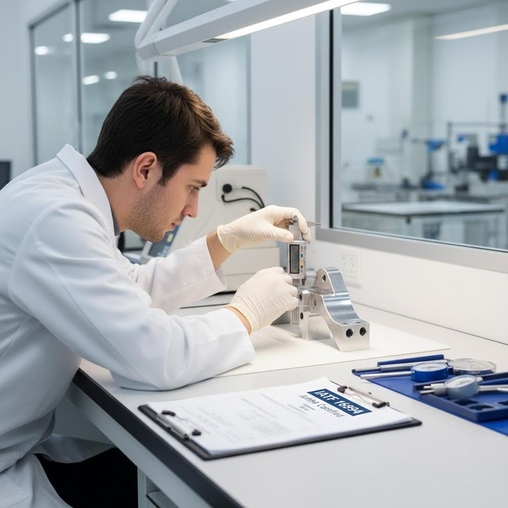 quality assurance inspection ensuring iatf 16949 certification standards for automotive brackets