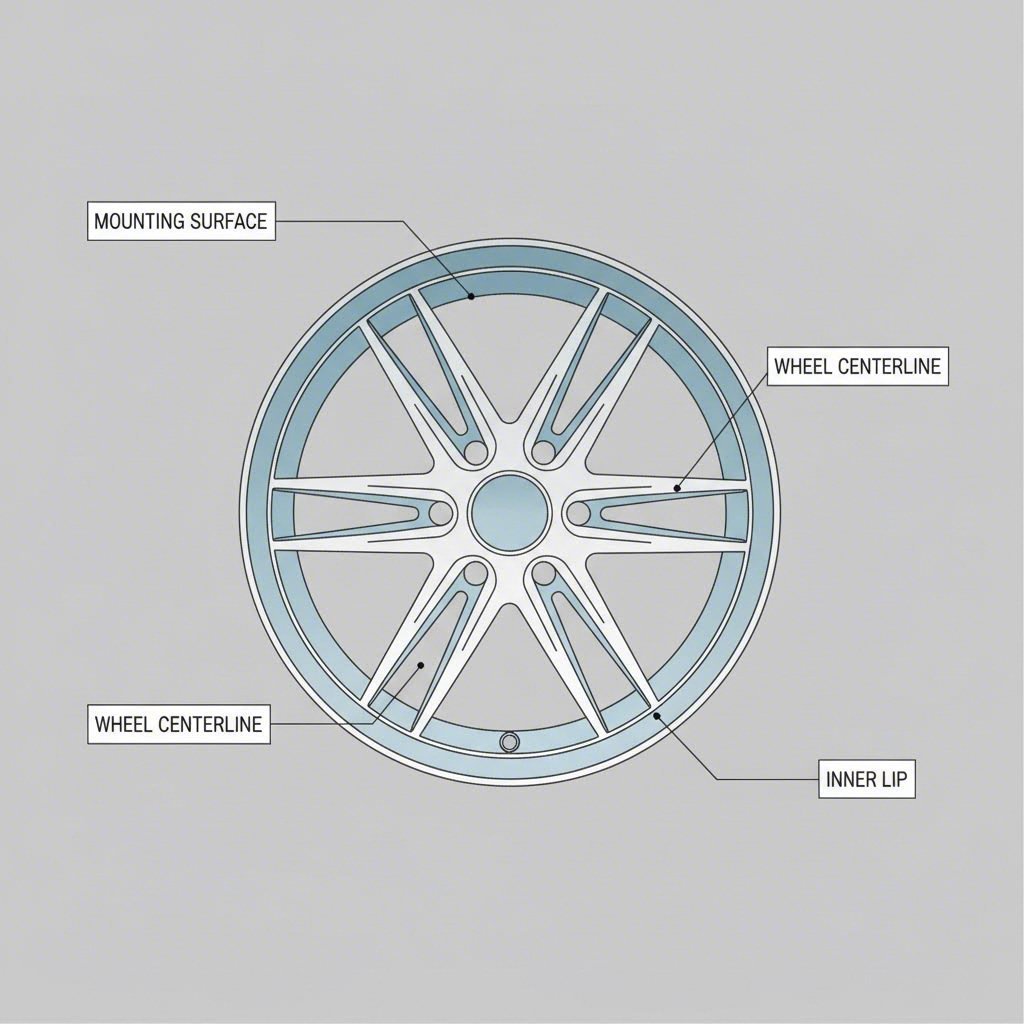 cross section view showing key wheel measurement reference points
