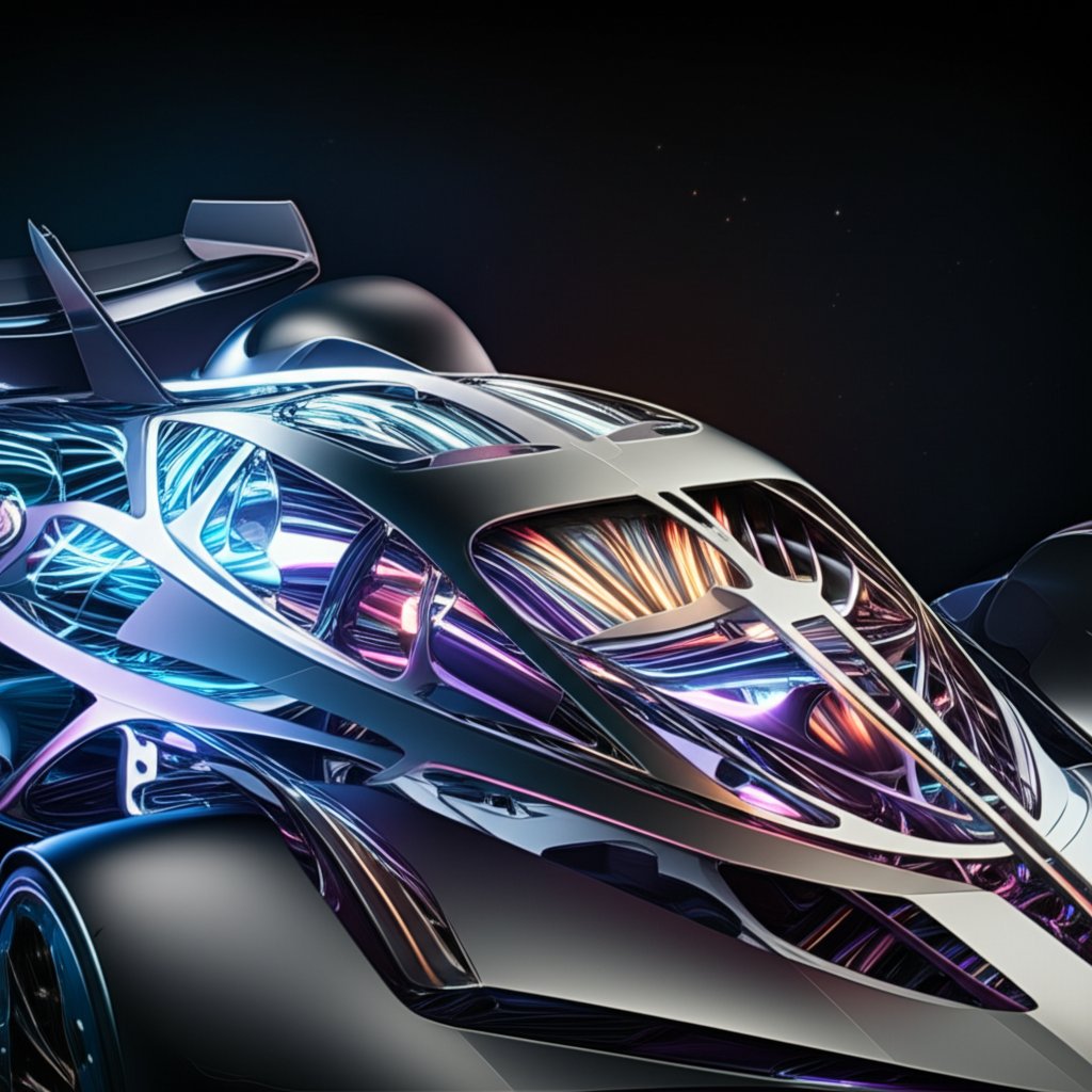 conceptual art of a cars form emerging from a lightweight magnesium lattice structure