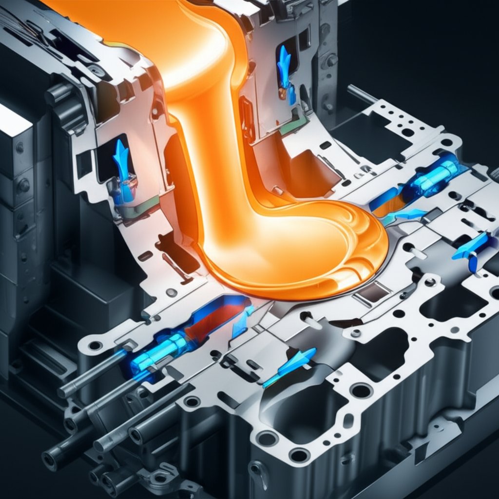 diagram of the high pressure die casting process for an automotive part