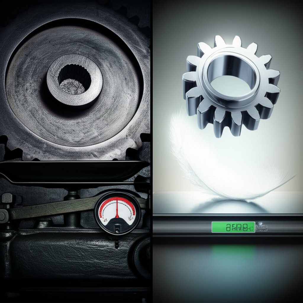 metaphorical image comparing the weight of steel versus lightweight magnesium