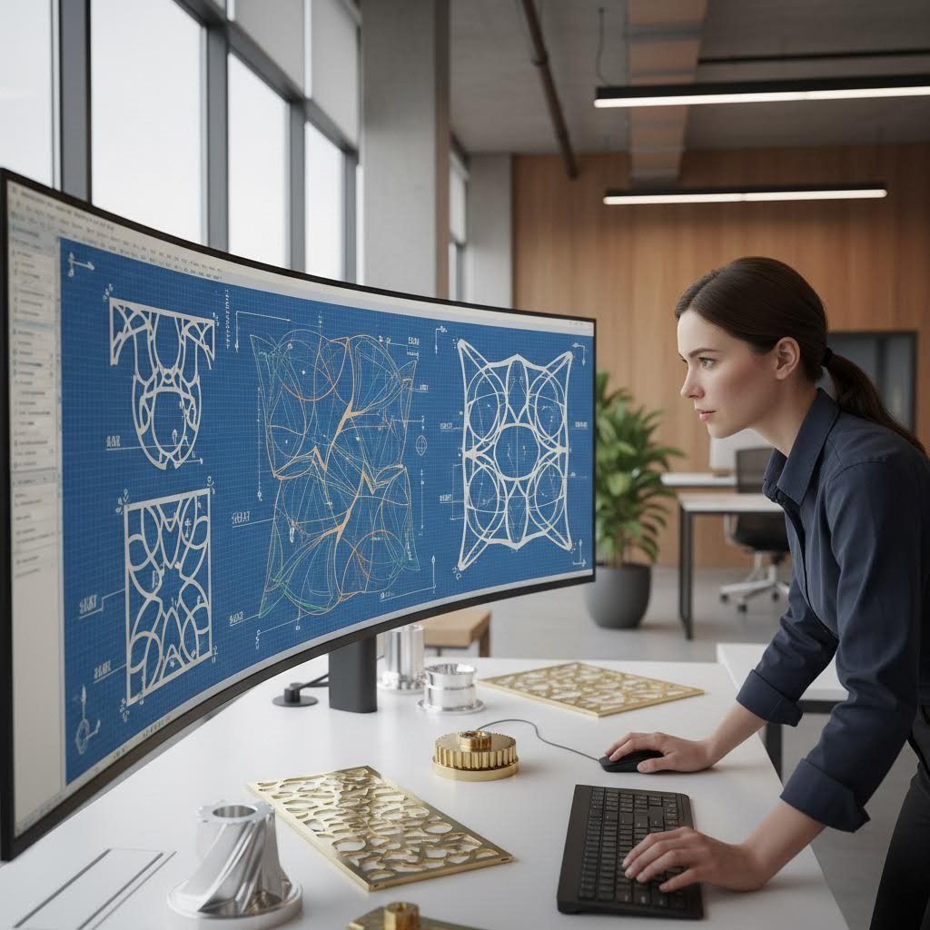 design engineer optimizing cad files for laser cutting with proper tolerances and specifications
