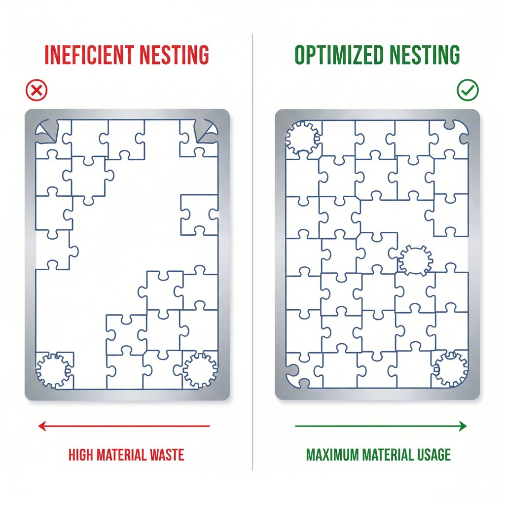 diagram illustrating the impact of part nesting on material efficiency