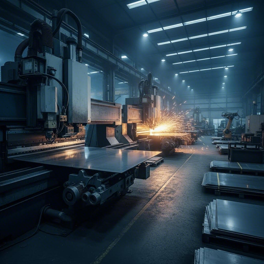 modern sheet metal fabrication facility with cnc forming equipment and precision cutting systems