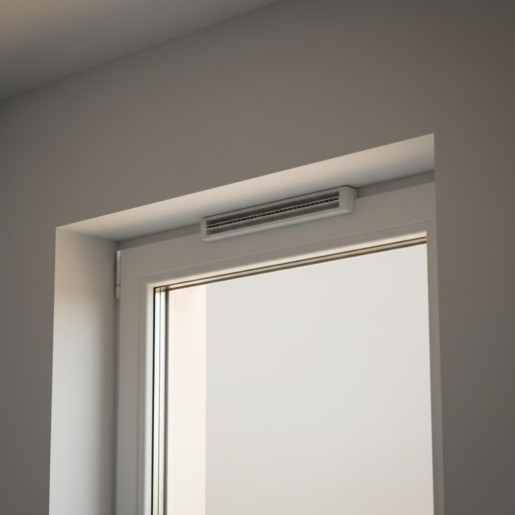 trickle vent installed in a replacement window frame for uk part f compliance