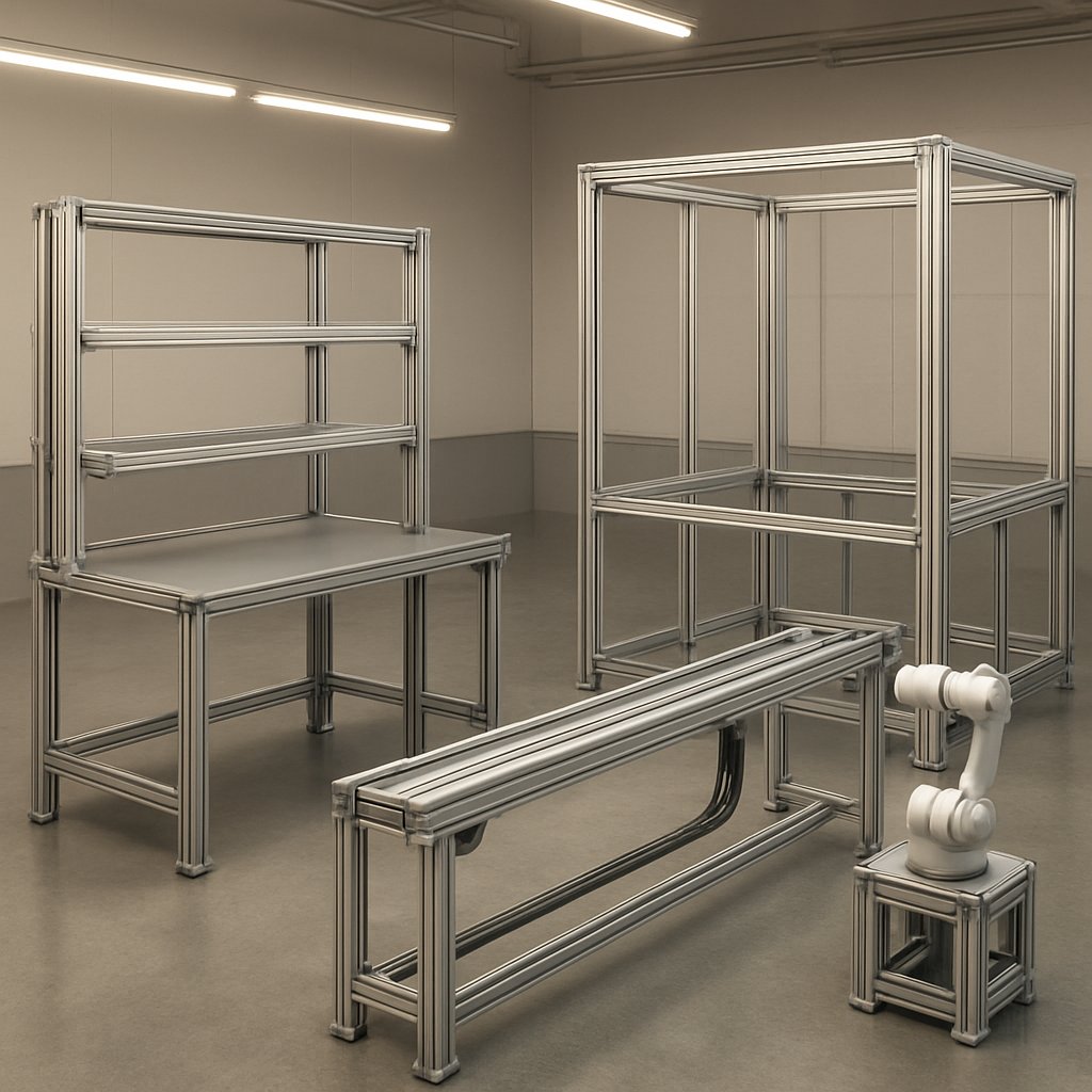 industrial aluminum profiles used for workstations guards conveyors and robot bases