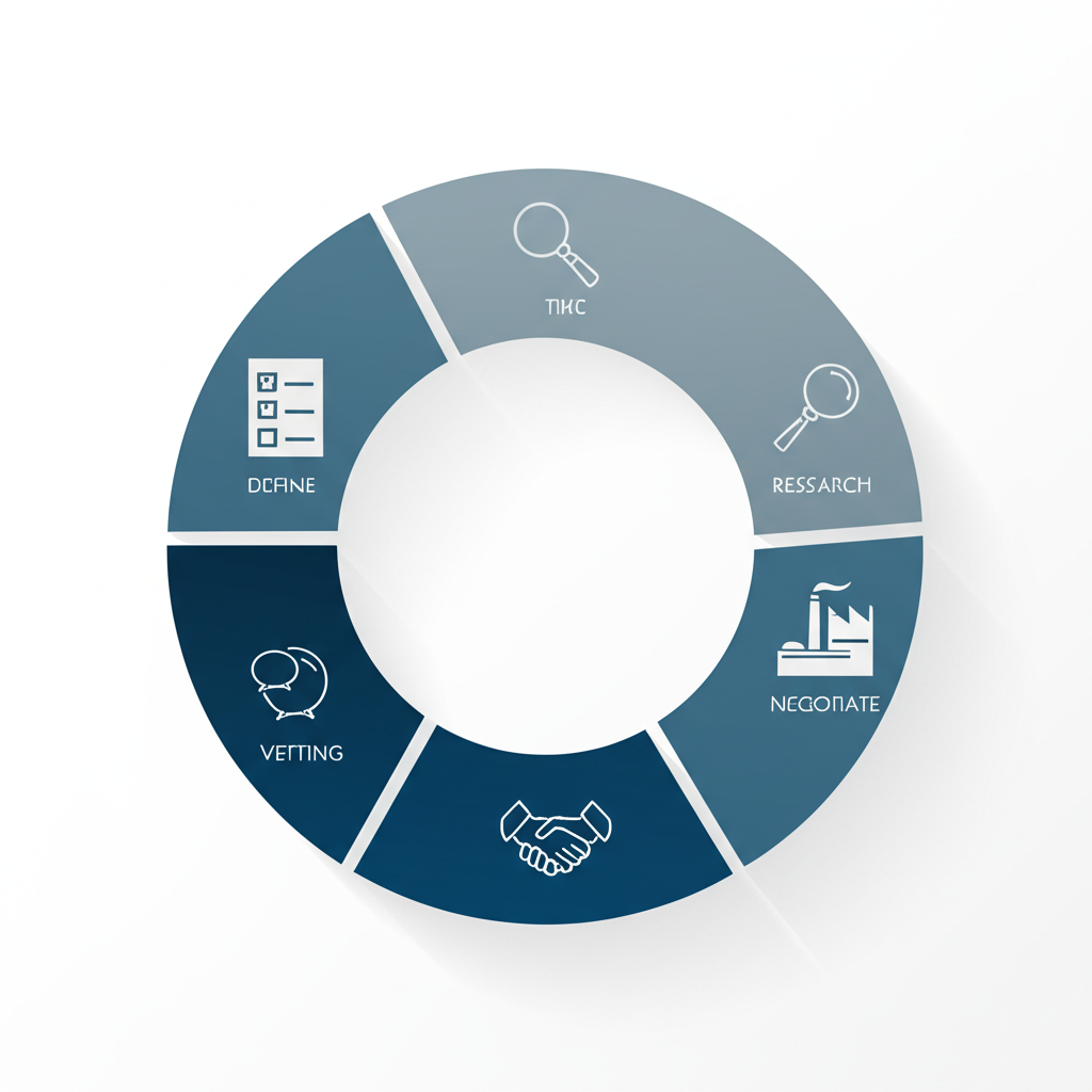diagram illustrating the five step process for selecting a manufacturing partner