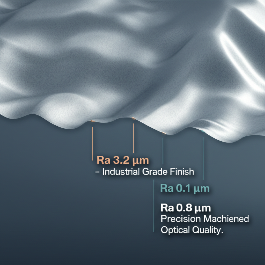 an infographic explaining surface roughness and the meaning of different ra values