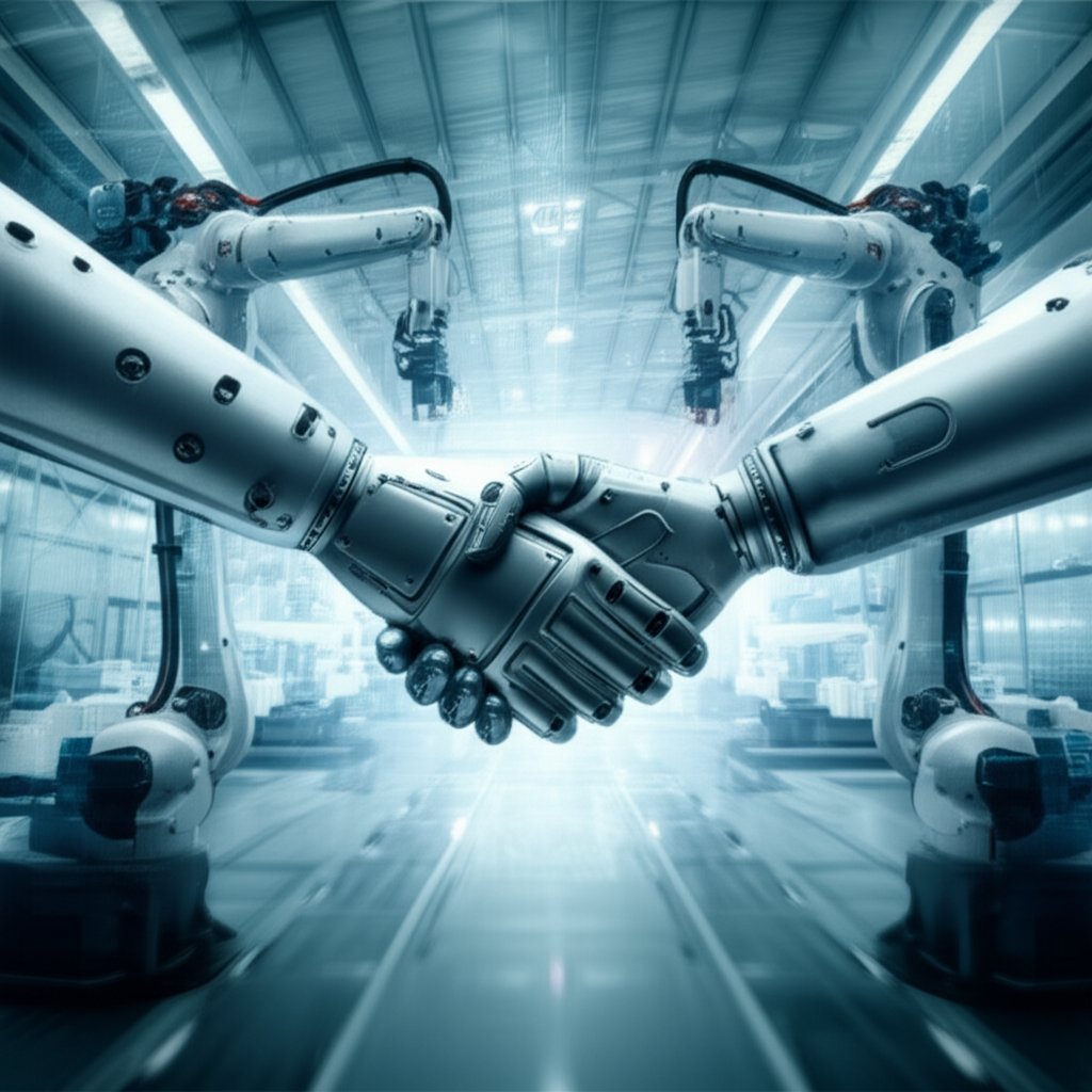 an abstract depiction of a strong supplier partnership in manufacturing