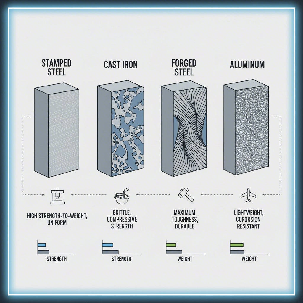 visual comparison of material structures in different control arm types