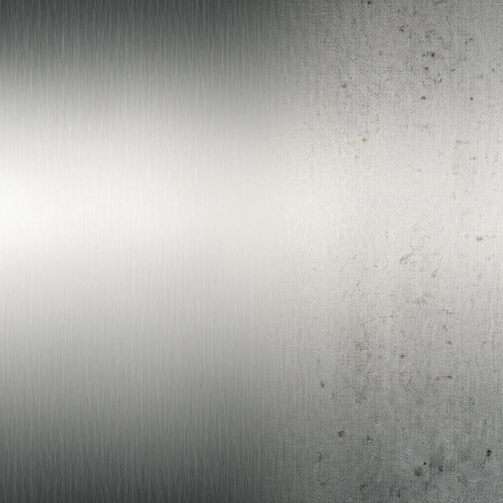 aluminum surface showing transition from polished to oxidized finish