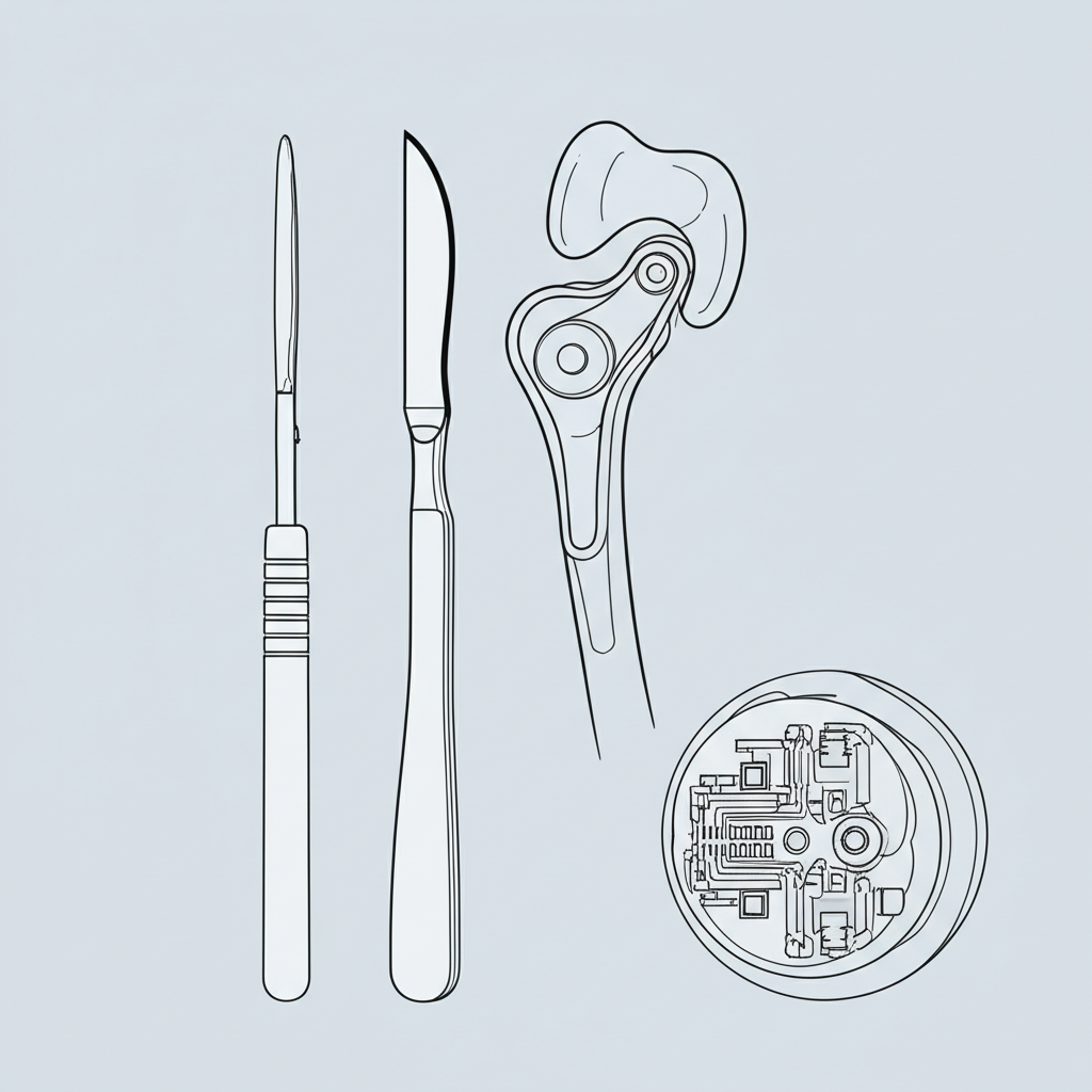 line art infographic of various medical components made by cnc machining