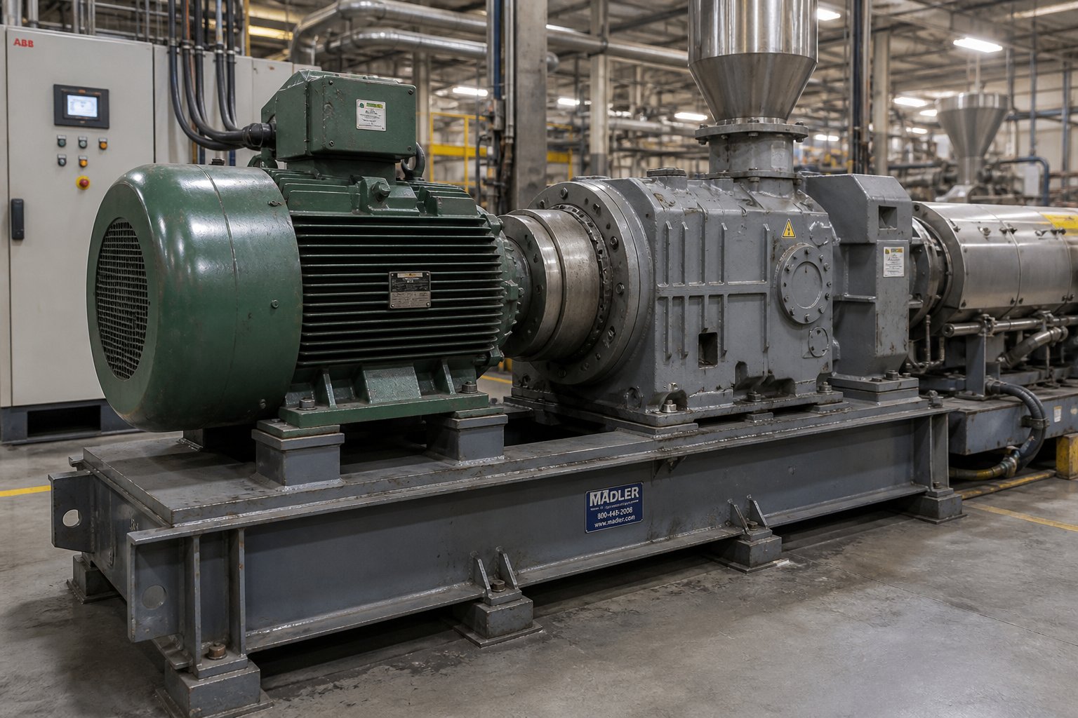 integrated motor and gearbox assembly for a twin screw extruder drive system