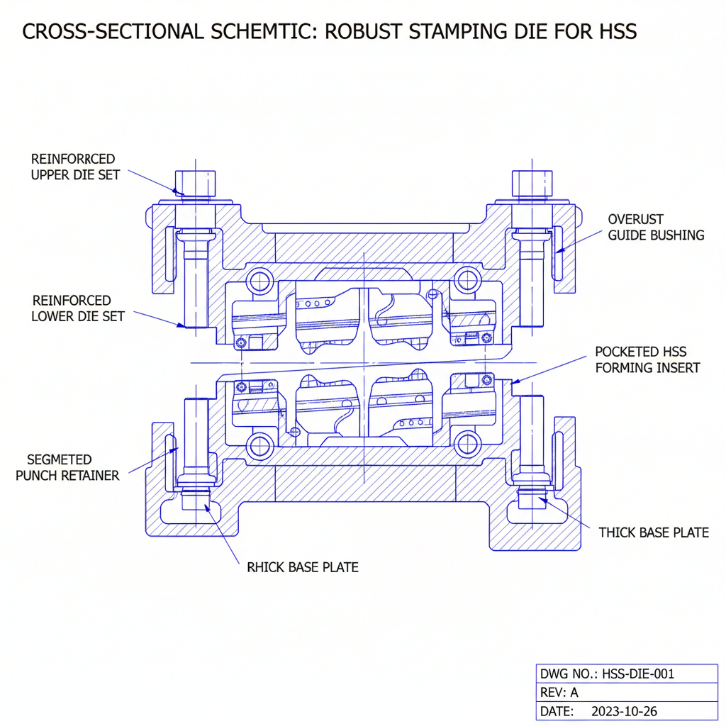 diagram of core structural principles in a high strength steel stamping die
