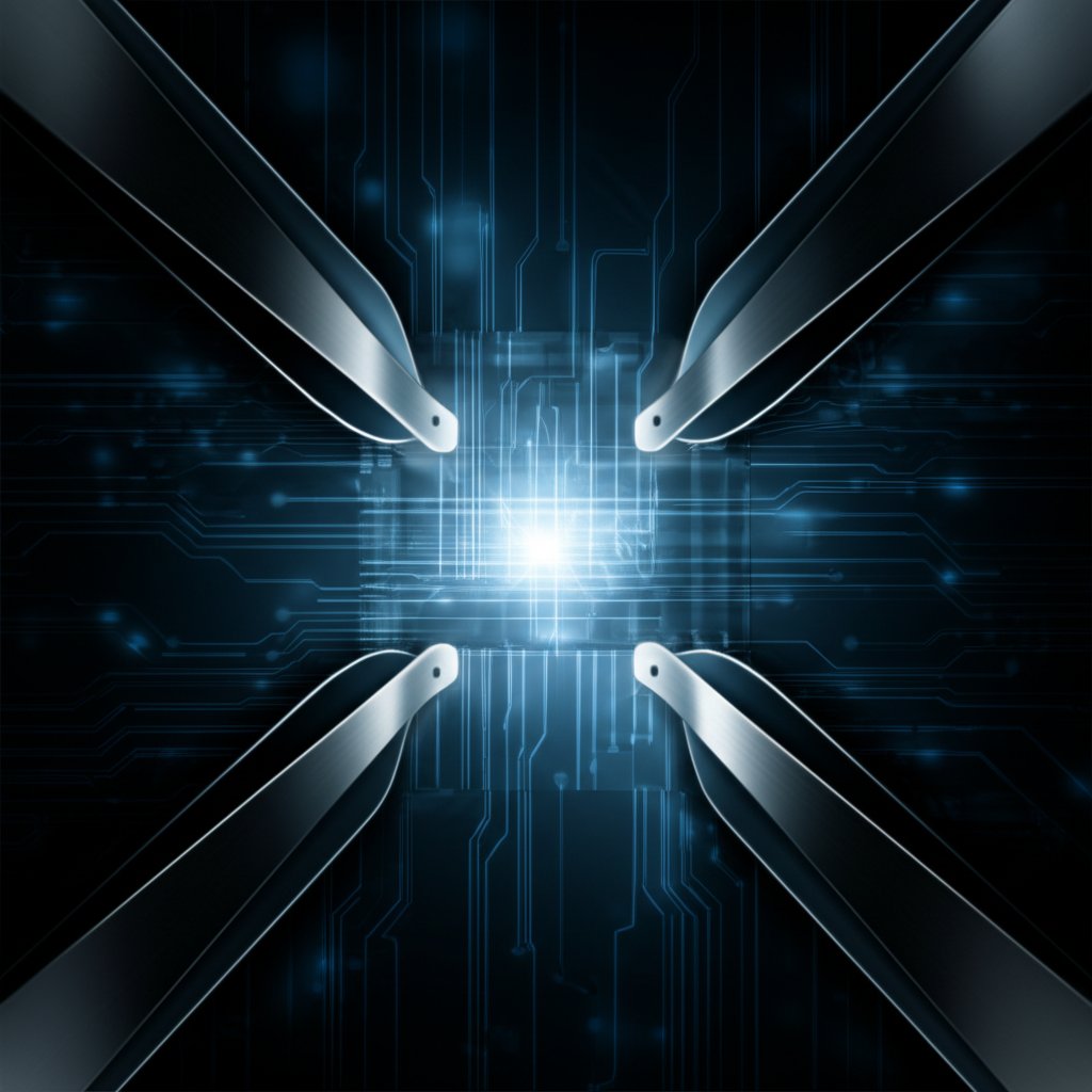 conceptual art of multi slide technology converging to a point of precision