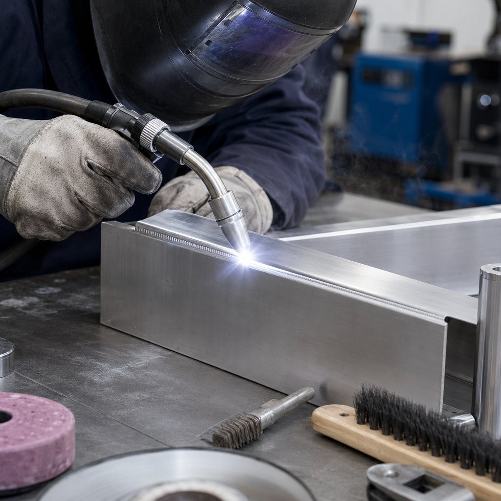 clean aluminum mig welding setup with proper torch and prep