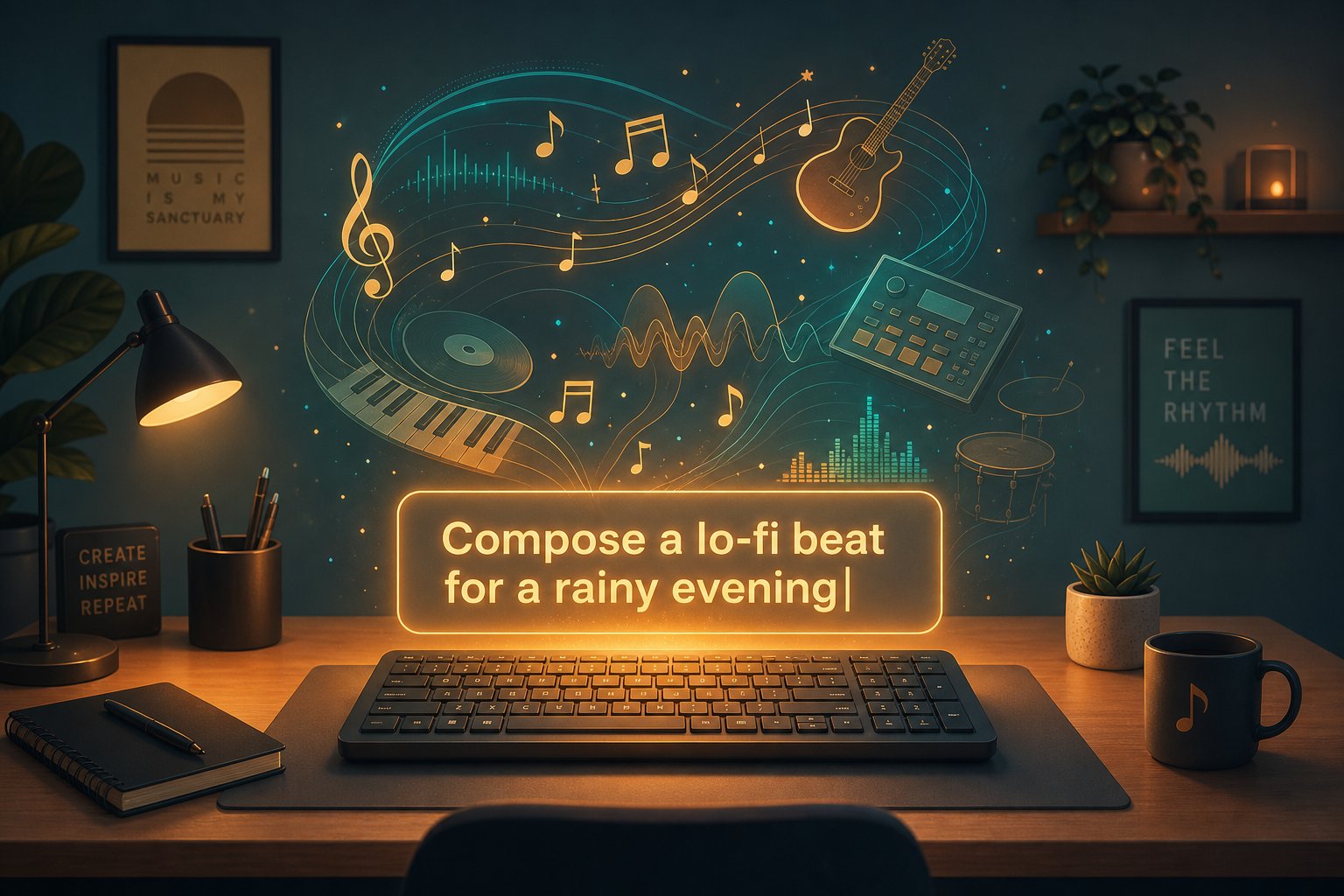 specific prompts with genre mood tempo and instrument details produce focused ai music output