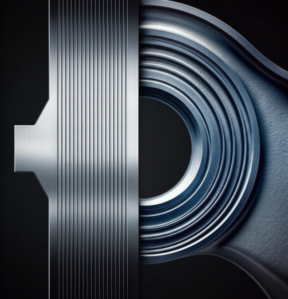 diagram showing the refined grain flow in a forged metal component