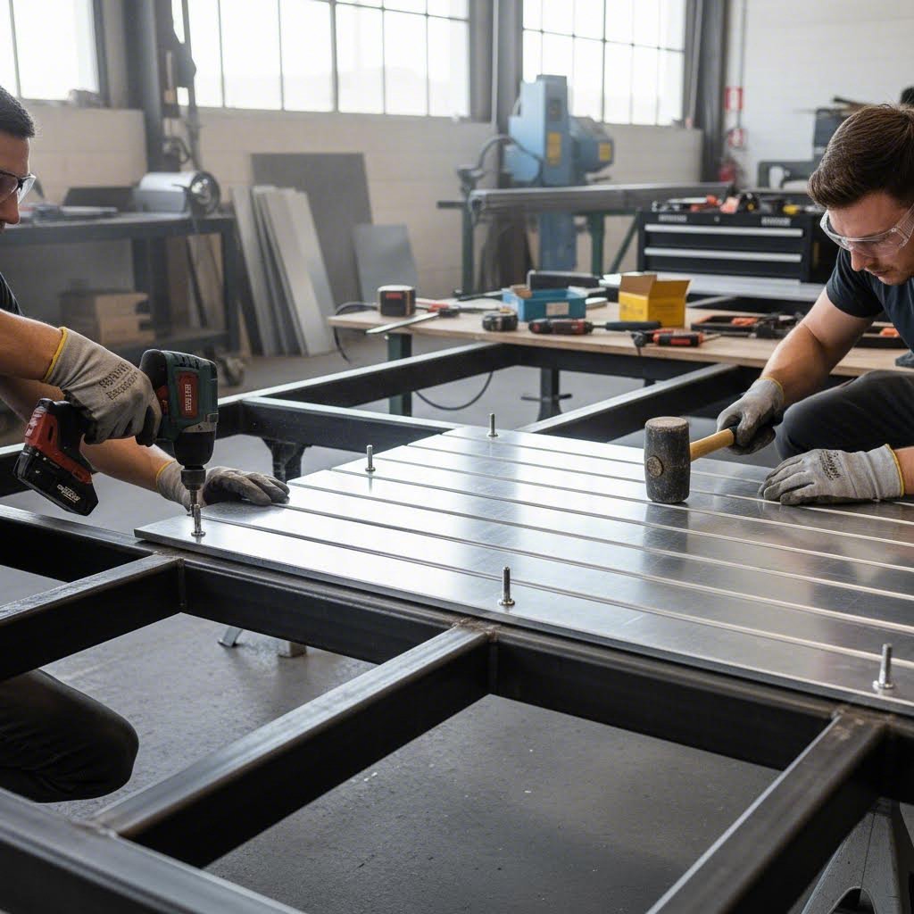 proper installation technique ensures aluminum trailer floor planks align correctly with cross members