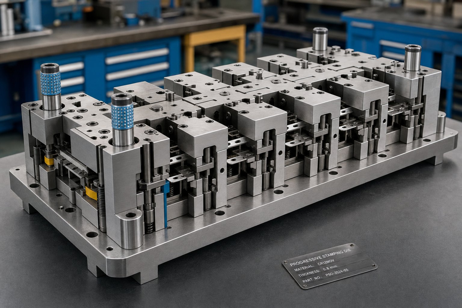 info-1-1 modular progressive die design with accessible sections for efficient maintenance and component replacement