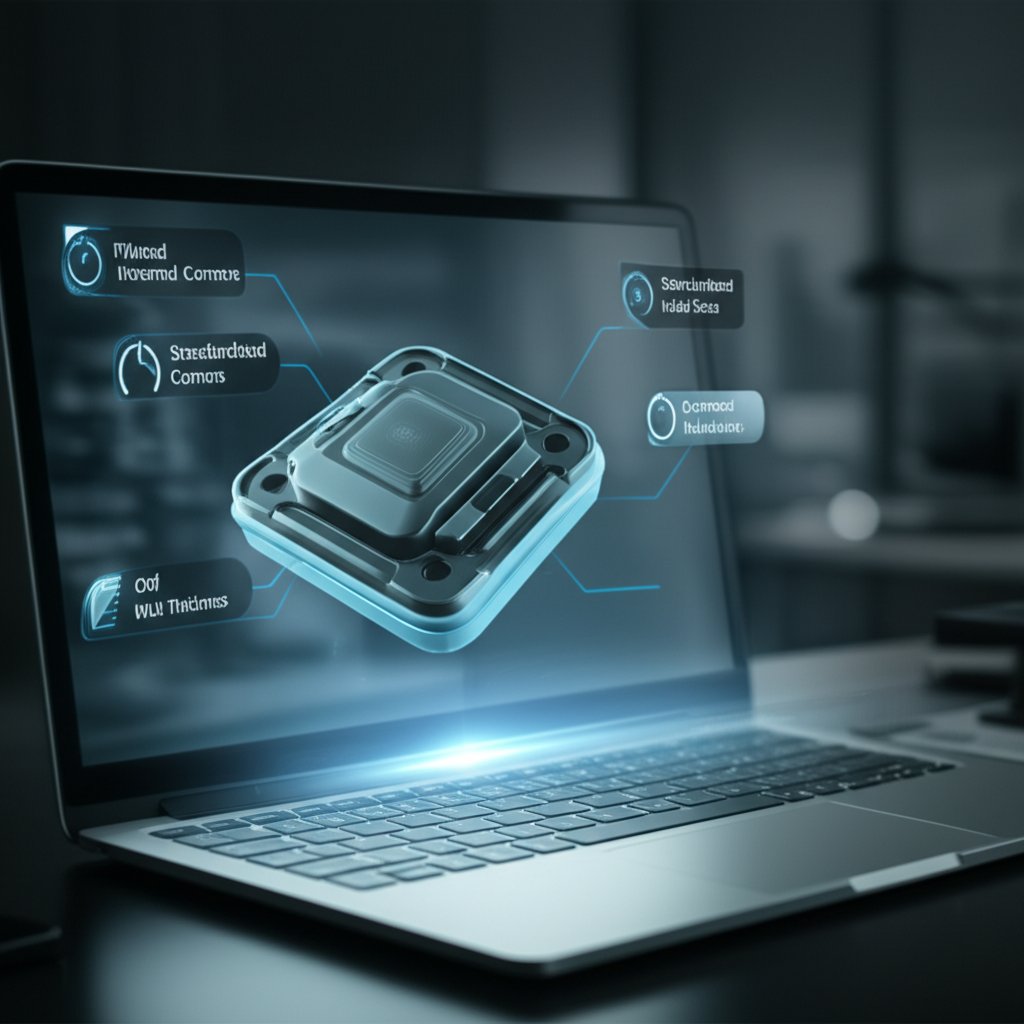 diagram illustrating design for manufacturability principles on a 3d cad model