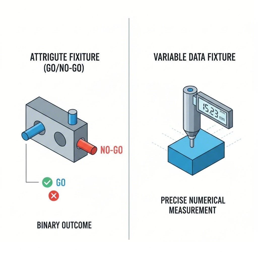 comparison of attribute vs variable checking fixtures for quality control