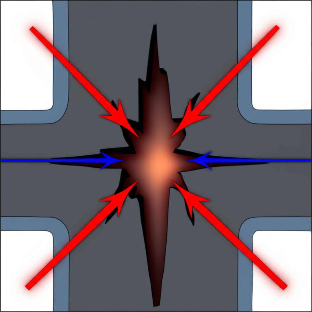illustration of a hot spot in a casting leading to the formation of angular shrinkage porosity