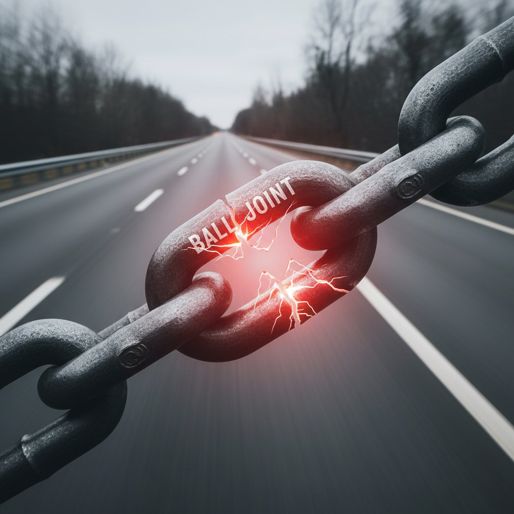metaphorical image of a weak link in a chain representing ball joint failure in a suspension system