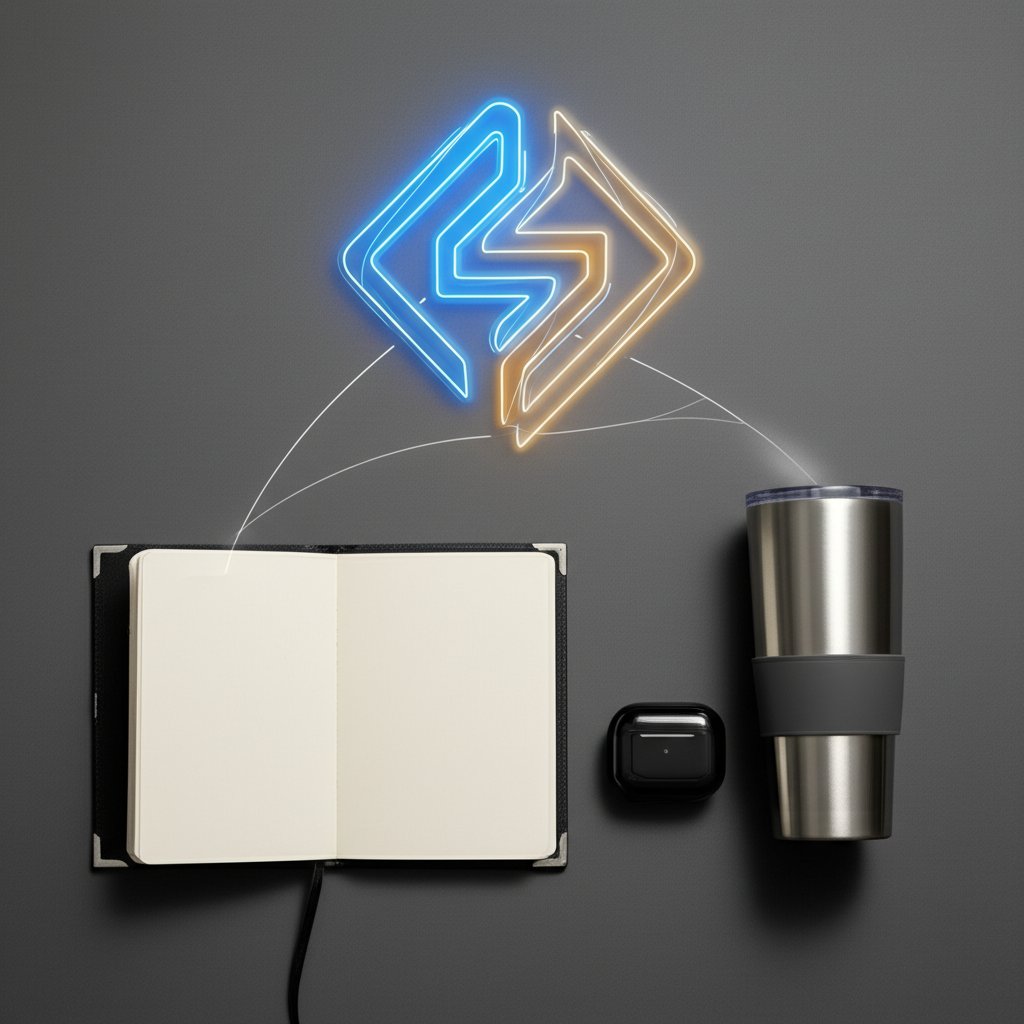 an assortment of curated business gift set items with a logo