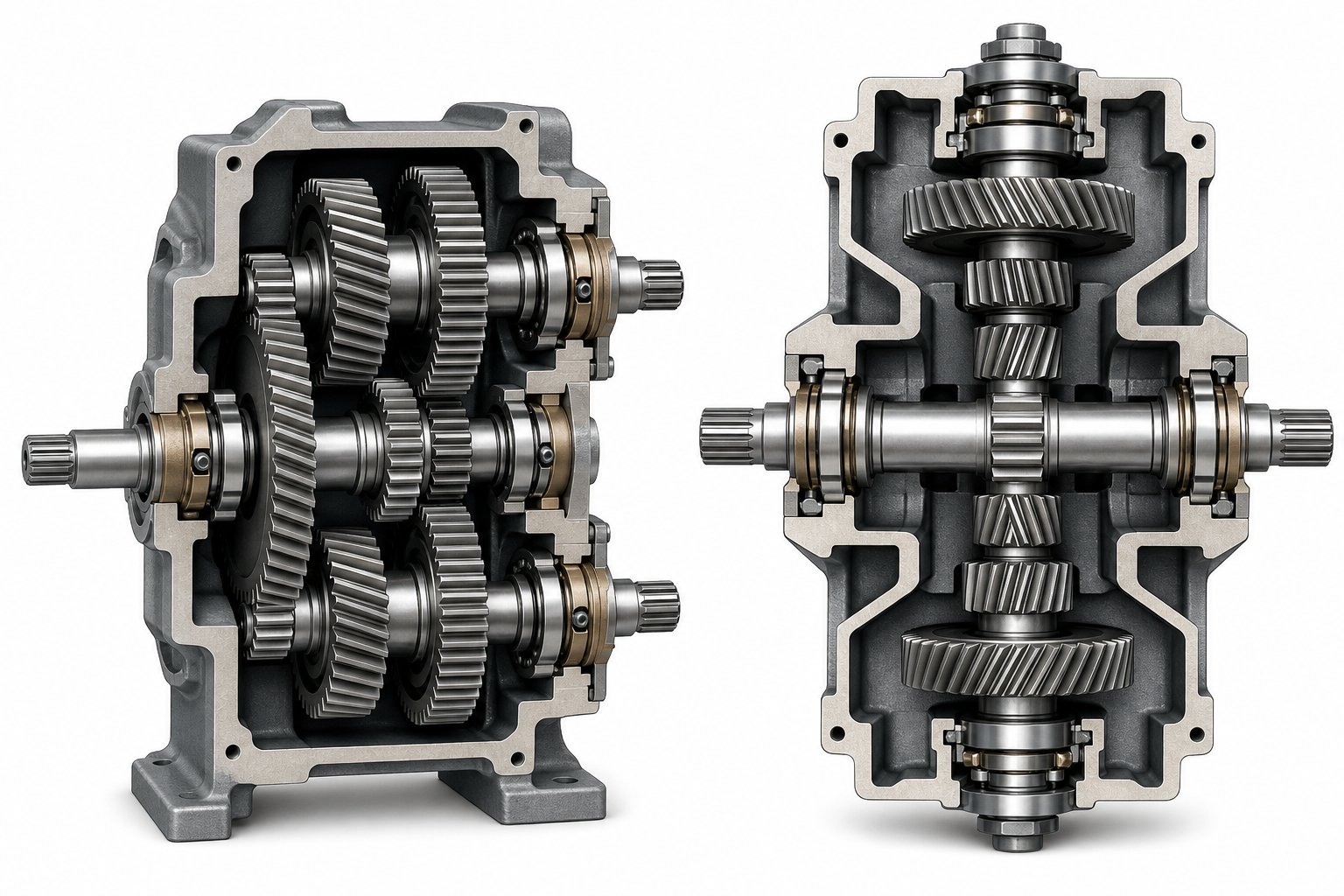 symmetric versus sequential torque splitting gear train architectures used in twin screw extruder gearboxes