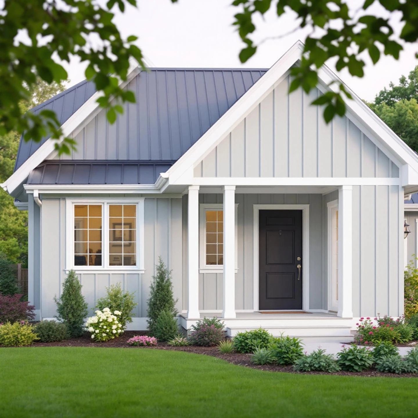 modern home exterior featuring stylish low maintenance aluminum siding