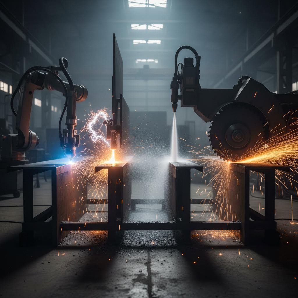 comparing metal cutting technologies laser plasma waterjet and mechanical methods