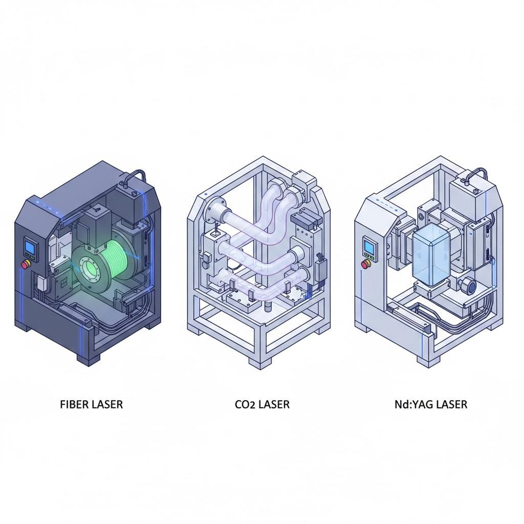 three primary laser types used in metal cutting fiber co2 and nd yag systems