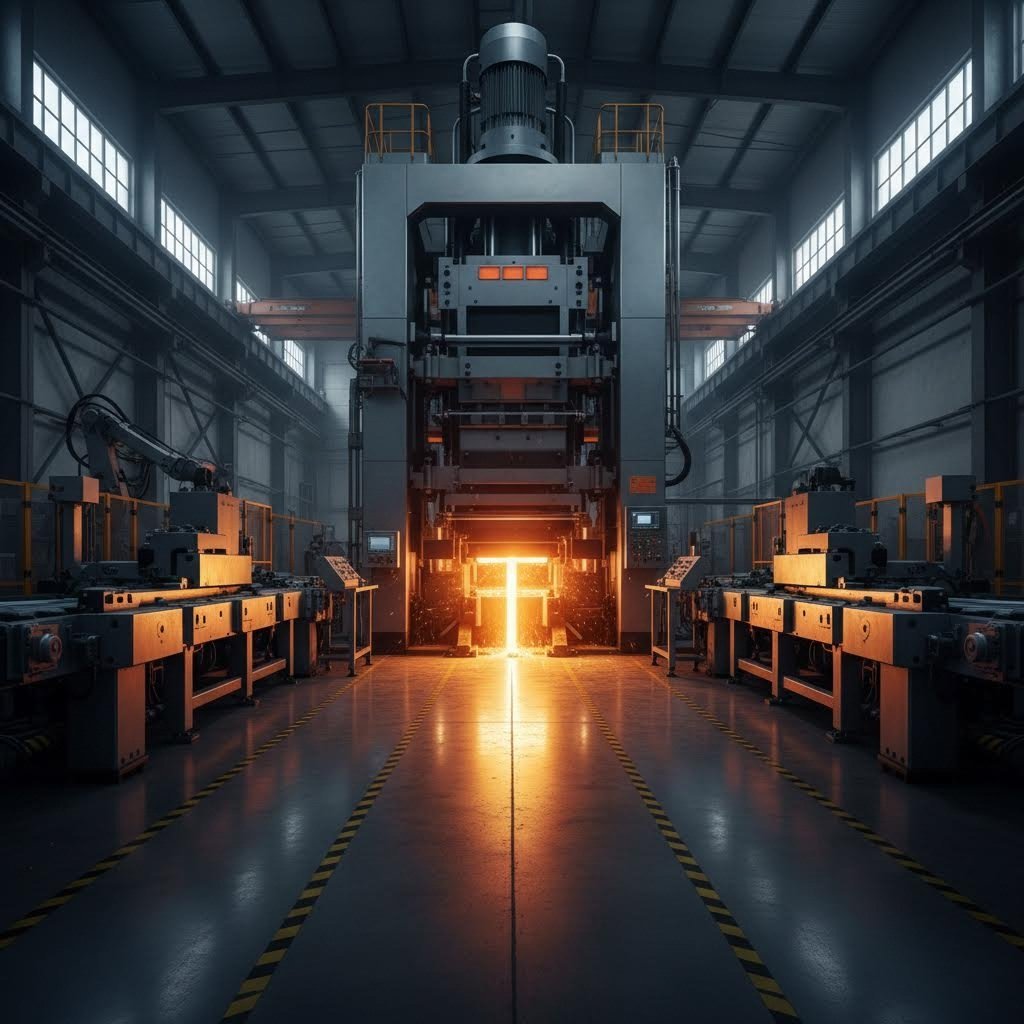 modern aluminum extrusion press facility producing precision profiles
