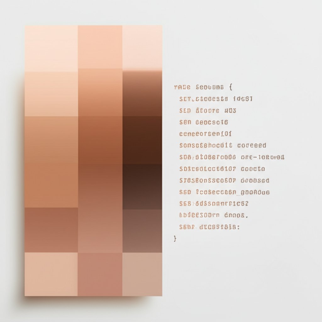 digital copper color swatches and code snippets for design handoff