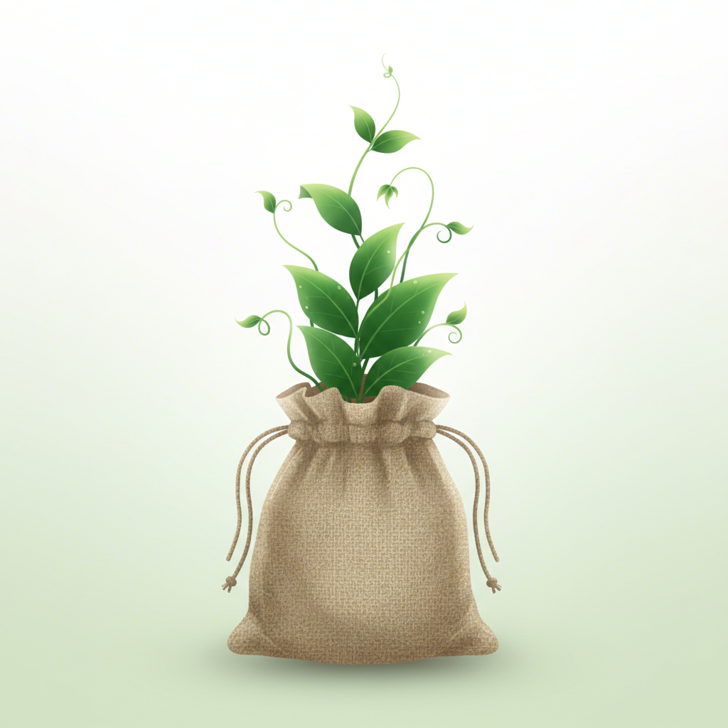 a jute bag symbolizing its connection to nature and sustainability