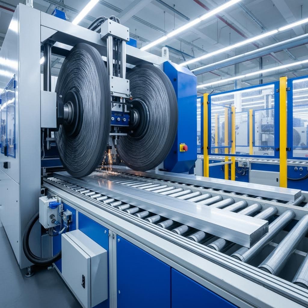 automated brush deburring system for high volume aluminum extrusion processing